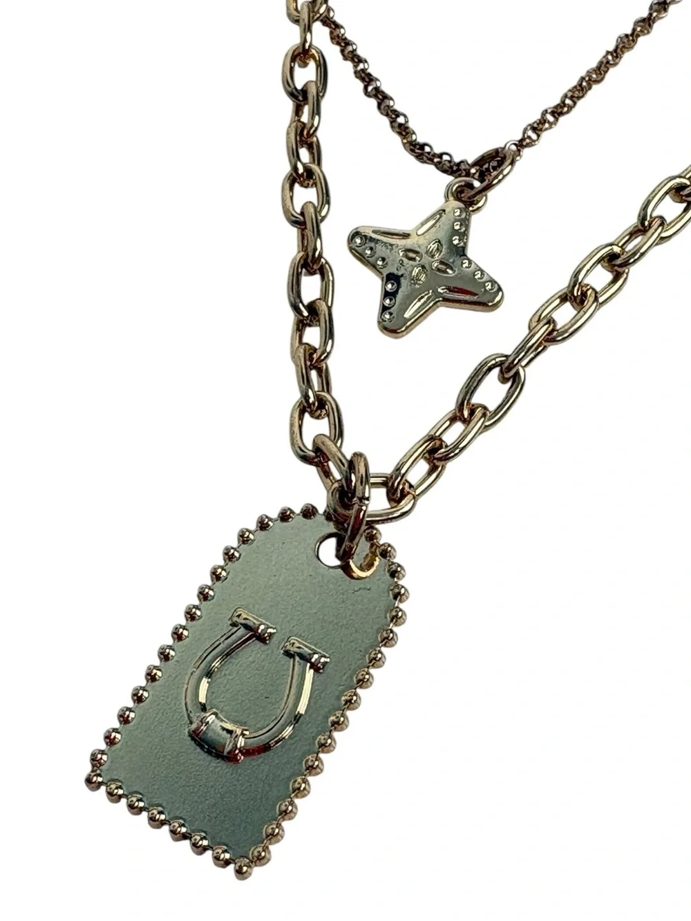 MAURICES Gold Horseshoe Double Layer Charm Necklace Western